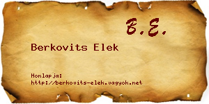 Berkovits Elek névjegykártya