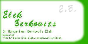 elek berkovits business card